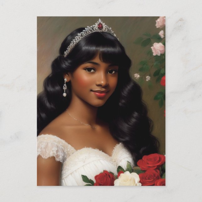 Afrikanische amerikanische Debutante-Rose Art Postkarte (Vorderseite)