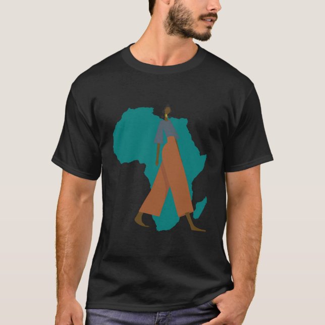 Afrikanische Amerikanische Frauenkarte T-Shirt (Vorderseite)