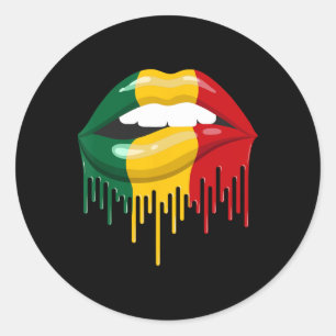 Afrikanische Amerikanische Lippen Frauen Mädchen Runder Aufkleber