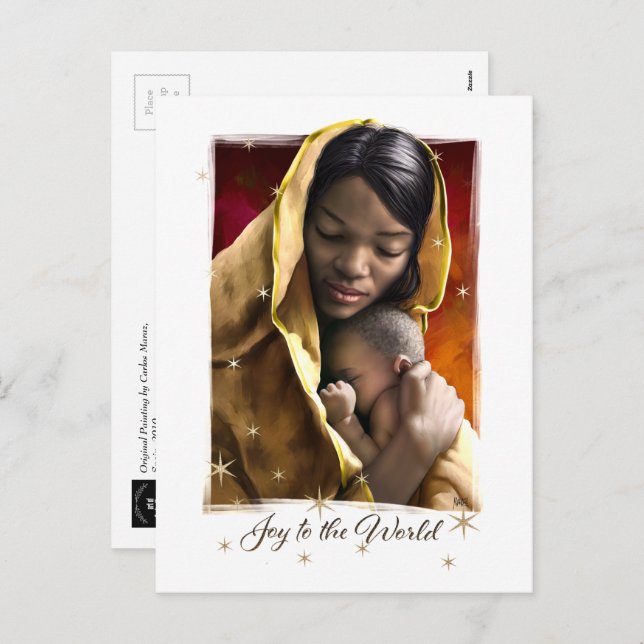 Afrikanische Amerikanische Madonna Weihnachtskarte Feiertagspostkarte (Vorne/Hinten)