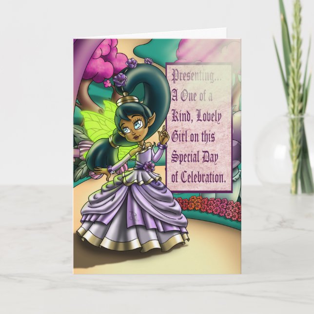 Afrikanische Amerikanische Märchen und Lila Blume  Karte (Vorderseite)