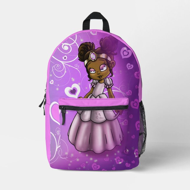 Afrikanische Amerikanische Prinzessin Bedruckter Rucksack (Vorderseite)