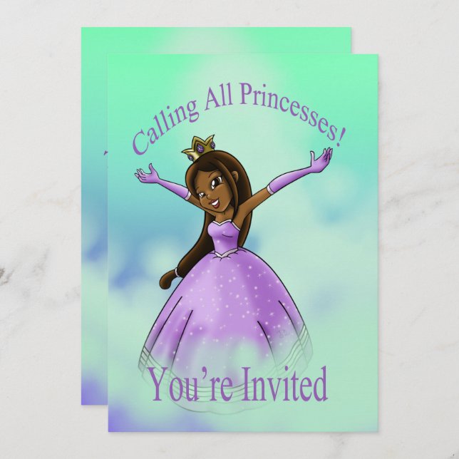 Afrikanische Amerikanische Prinzessin Birthday Einladung (Vorne/Hinten)