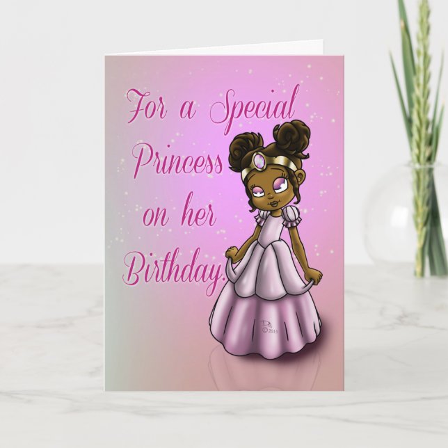 Afrikanische Amerikanische Prinzessin Birthday Karte (Vorderseite)