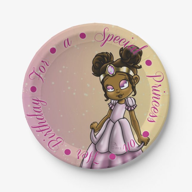 Afrikanische Amerikanische Prinzessin Birthday Pappteller (Vorderseite)