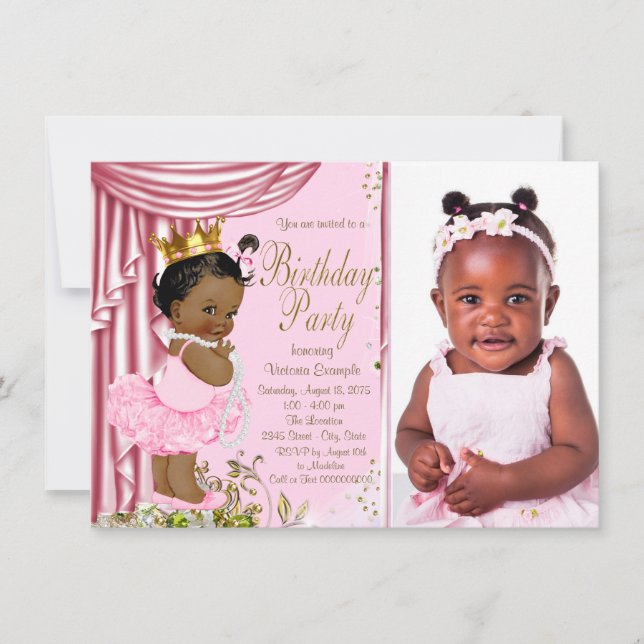 Afrikanische Amerikanische Prinzessin Birthday Par Einladung (Vorderseite)