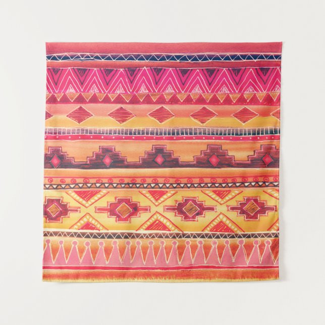 afrikanische Aquarellfarbe, lebendiges Muster Wandteppich (Vorderseite)