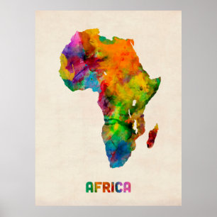 Afrikanische Aquarellkarte Poster