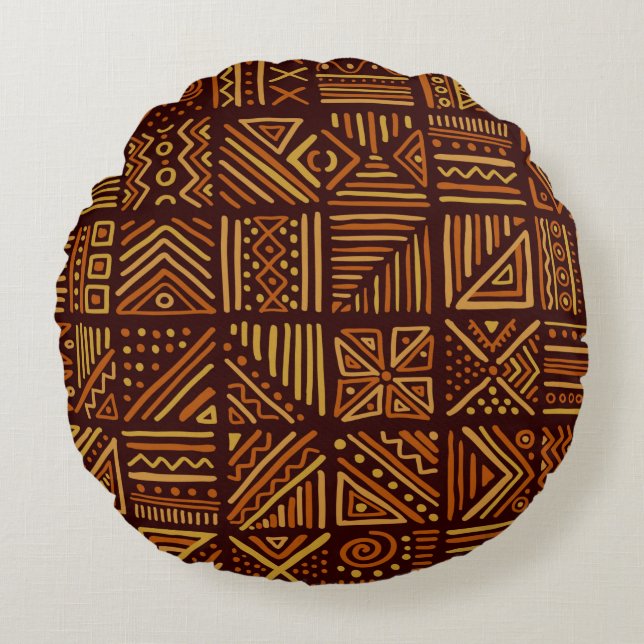 afrikanische Auseinandersetzungen nahtlos in der S Rundes Kissen (Vorderseite)