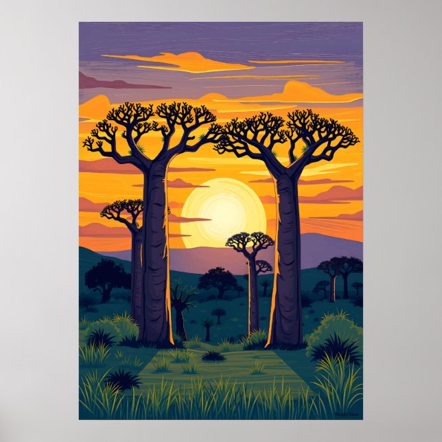 Afrikanische Baobab-Bäume Poster (Vorne)