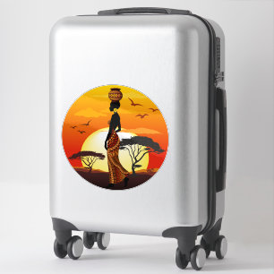 Afrikanische Beautiful Woman Silhouette über afrik Aufkleber