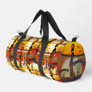 Afrikanische Beautiful Woman Silhouette über afrik Duffle Bag