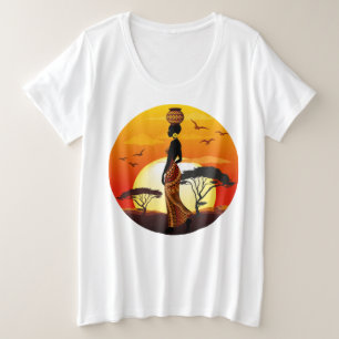 Afrikanische Beautiful Woman Silhouette über afrik Große Größe T-Shirt