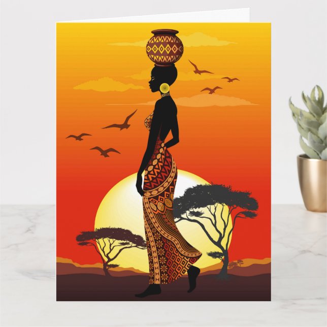 Afrikanische Beautiful Woman Silhouette über afrik Karte (Kleine Pflanze)