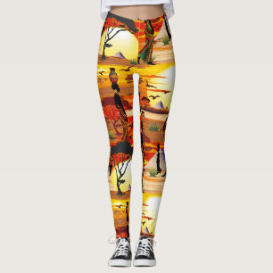 Afrikanische Beautiful Woman Silhouette über afrik Leggings