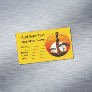 Afrikanische Beautiful Woman Silhouette über afrik Magnetische Visitenkarte