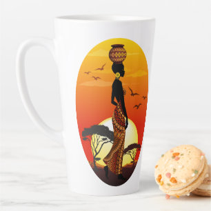 Afrikanische Beautiful Woman Silhouette über afrik Milchtasse