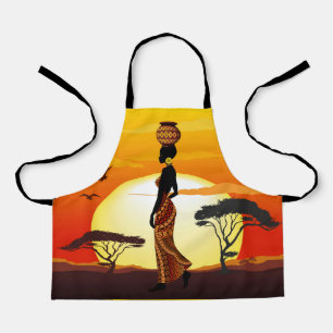 Afrikanische Beautiful Woman Silhouette über afrik Schürze