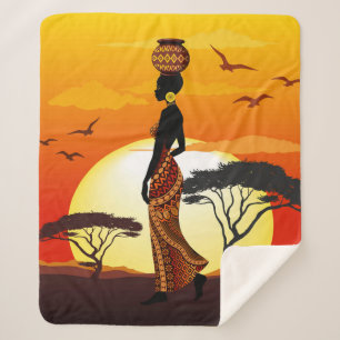 Afrikanische Beautiful Woman Silhouette über afrik Sherpadecke