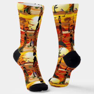 Afrikanische Beautiful Woman Silhouette über afrik Socken