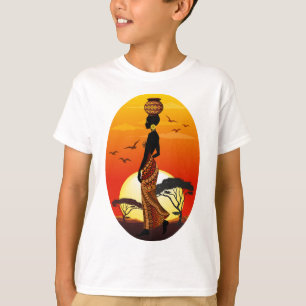 Afrikanische Beautiful Woman Silhouette über afrik T-Shirt