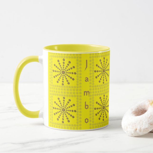 Afrikanische Coole Sonnenblume Polka Dot Art Print Tasse (Mit Donut)