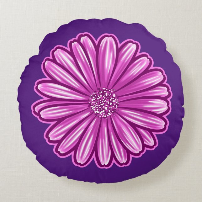 Afrikanische Daisy-Blume, realistische Illustratio Rundes Kissen (Vorderseite)