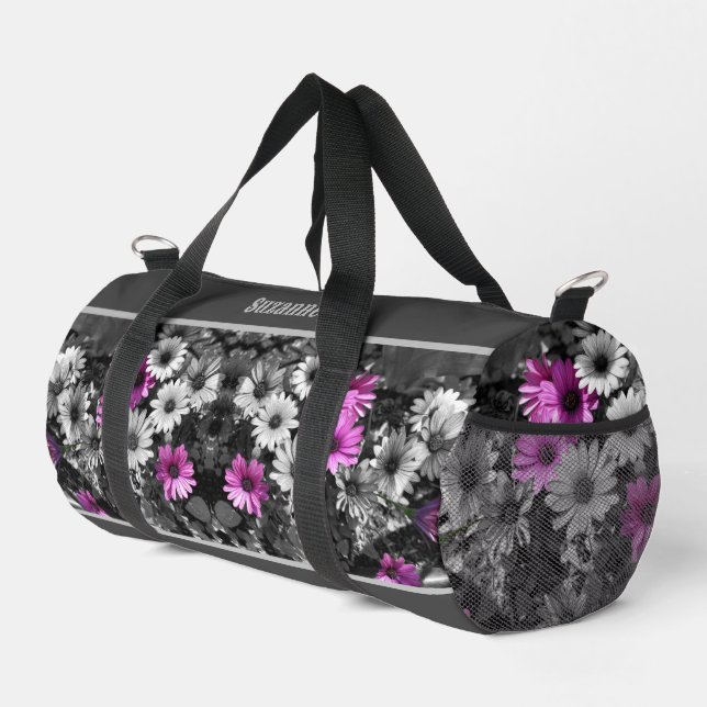 Afrikanische Daisy-Blume teilweise Personalisiert Duffle Bag (Rechte Ecke)