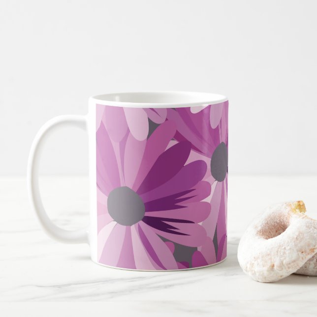 Afrikanische Daisy-Muster-Blume Kaffeetasse (Mit Donut)