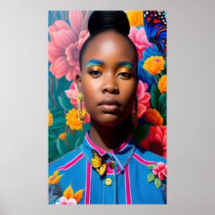 Afrikanische Dame mit Denim-Shirt Poster