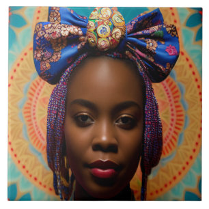 Afrikanische Dame mit großer Bug und Medaille Fliese