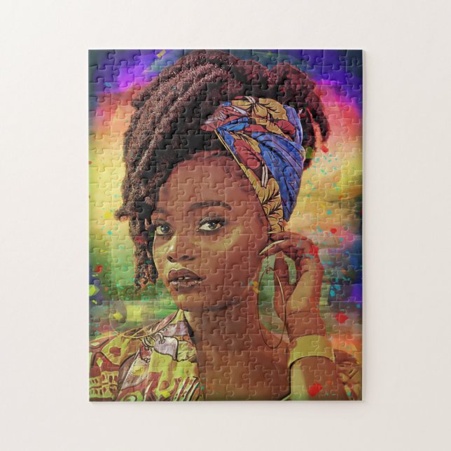 Afrikanische Dame mit Loc'd Hair Jigsaw Puzzle (Vertikal)