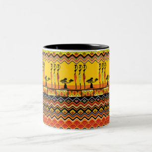 Afrikanische Damen-bunte Muster Zweifarbige Tasse