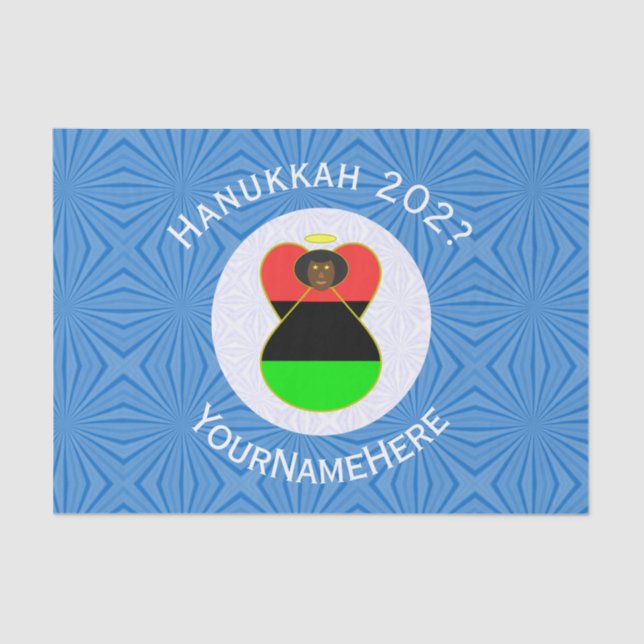 Afrikanische Diaspora Angel Hanukkah Flag Personal Seidenpapier (Vorderseite)