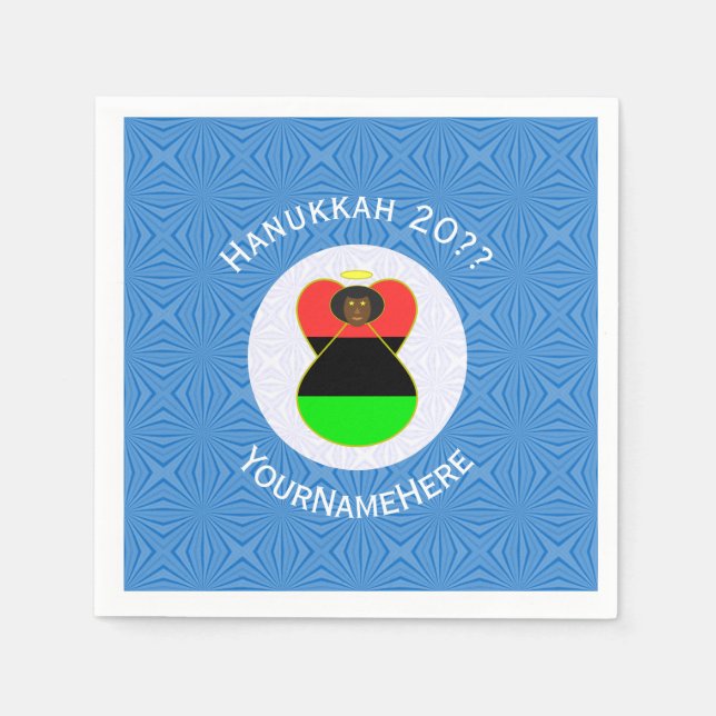 Afrikanische Diaspora Angel Hanukkah Flag Personal Serviette (Vorderseite)