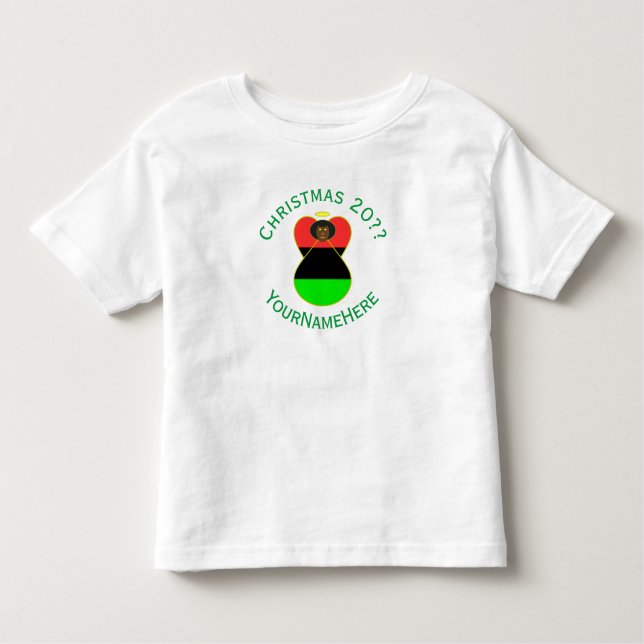 Afrikanische Diaspora-Engel-Weihnachtsflagge Perso Kleinkind T-shirt (Vorderseite)