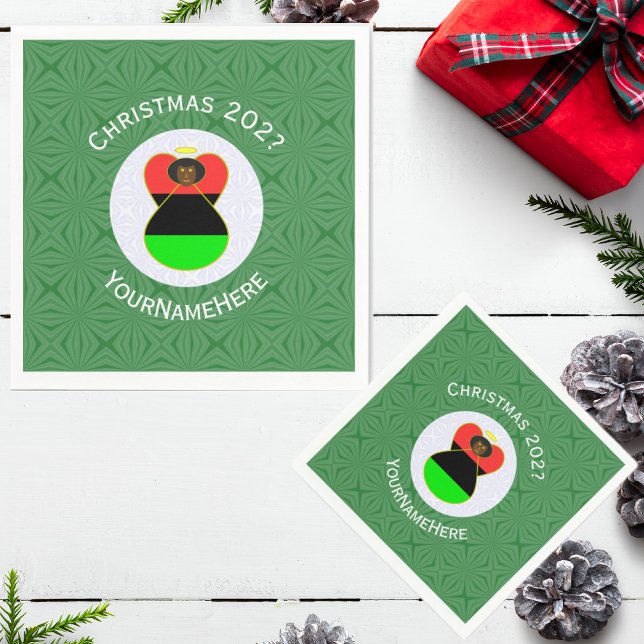 Afrikanische Diaspora-Engel-Weihnachtsflagge Perso Serviette (Von Creator hochgeladen)