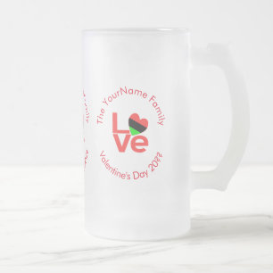 Afrikanische Diaspora-Herzflagge LOVE Rot Personal Mattglas Bierglas