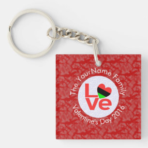 Afrikanische Diaspora-Herzflagge LOVE Rot Personal Schlüsselanhänger