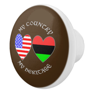 Afrikanische Diaspora USA-Flagge Herz Land Erbe Keramikknauf