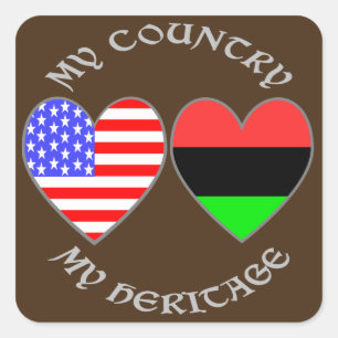 Afrikanische Diaspora USA-Flagge Herz Land Erbe Quadratischer Aufkleber