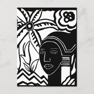 Afrikanische Dschungel abstrakte schwarze Tintenku Postkarte