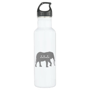 Afrikanische Elefant-Silhouette mit Ihrem Text Trinkflasche