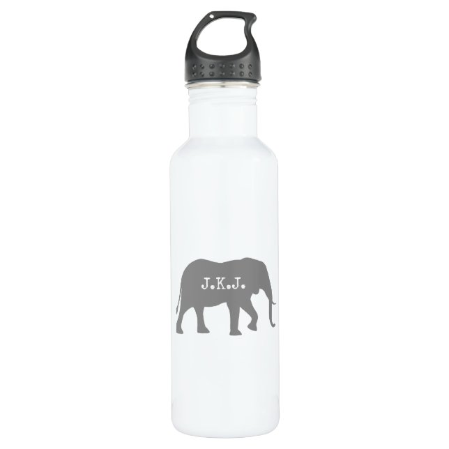 Afrikanische Elefant-Silhouette mit Ihrem Text Trinkflasche (Vorderseite)