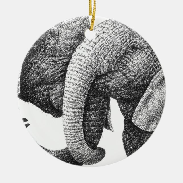 Afrikanische Elefant-Verzierung Keramik Ornament (Vorne)