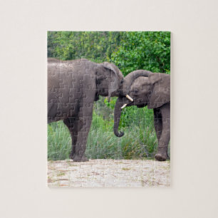 Afrikanische Elefant-Wechselwirkung Puzzle