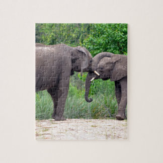 Afrikanische Elefant-Wechselwirkung Puzzle