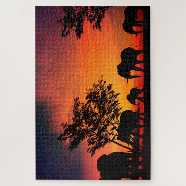 Afrikanische Elefanten auf der Ebene Serengeti Puzzle (Vertikal)