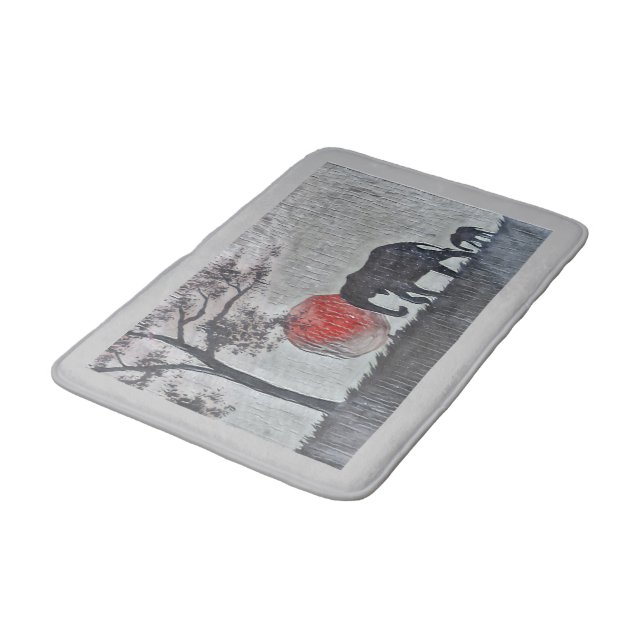 Afrikanische Elefanten Bath Mat Badematte (Schrägansicht)