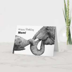 Afrikanische Elefanten - Happy Birthday Mama Card Karte